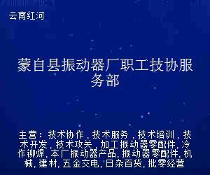 蒙自县振动器厂职工技协服务部 助力企业发展的技术桥梁